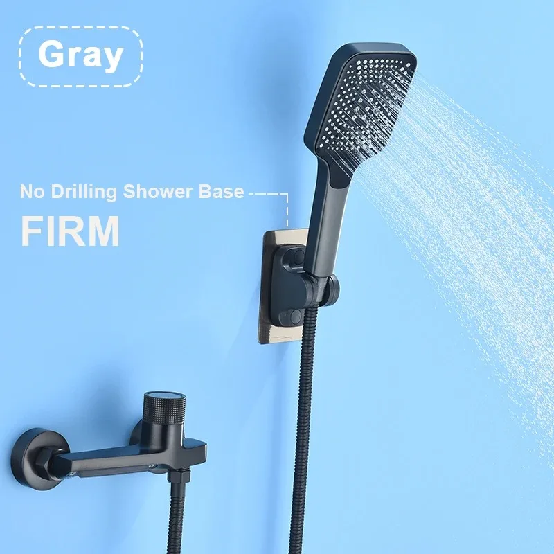 Gray Waterfall Bathtub Faucet With Hand Shower Brass Chrome Wall Mounted Bathroom Shower Mixer Tap Full Shower system Set 5