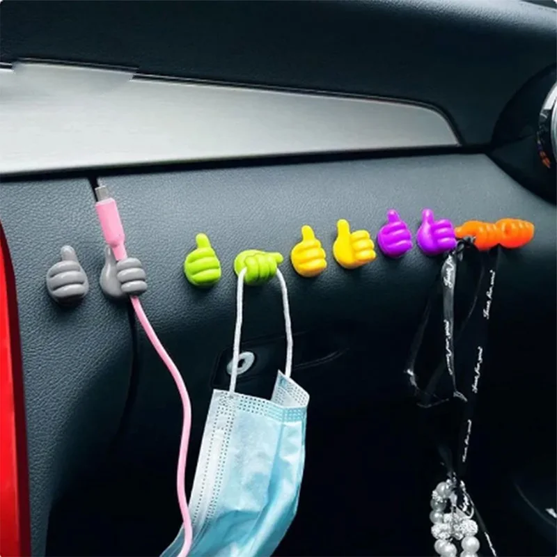 Hand-shaped Rubber Holder Glasses Cable Power Cord Charging Line Self Adhesive Mini Hook Car Storag Organizer Gadget 10pcs rubber glasses holder