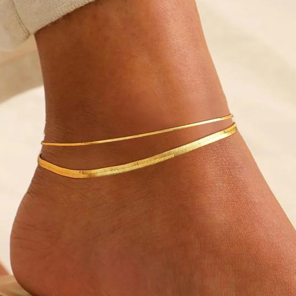 Ankle Chains Silver Anklet Bracelet Cubic Zirconia Anklet Beads Anklet Stainless Steel Anklet Women Gold Color Chain Anklet Bracelets Leg Do Not Fade Jewelry