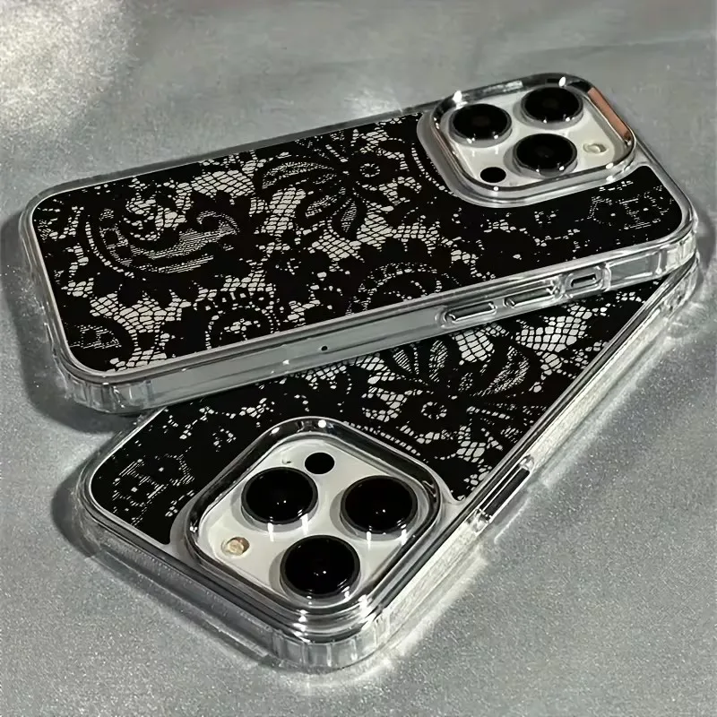 Elegant Black Lace Pattern Soft Phone Case