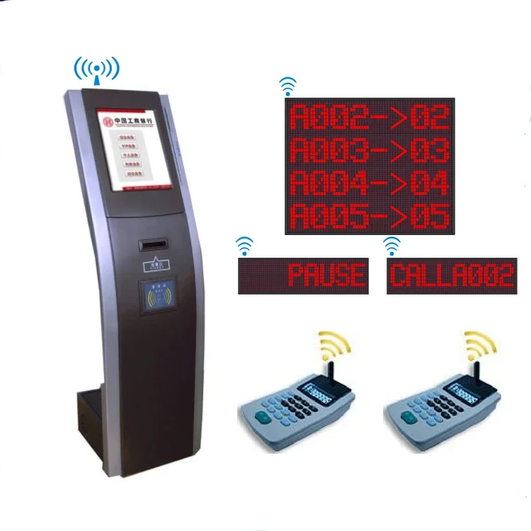 

Touch Screen Wireless Queue Management System calling queue ticket machine for Bank Service