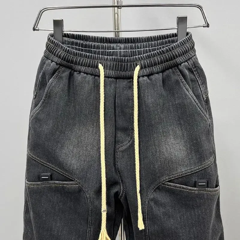 Black Cargo Jeans Leisure Simple Baggy Street Pants Fashion Harem Trousers Luxury Brand Men Clothing 6