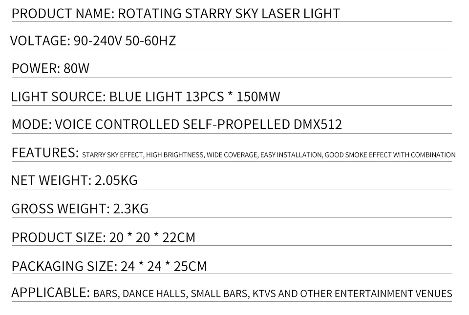 DMX Controller Rotating Bar Star Laser light Full Star Laser Stage Lighting 80W