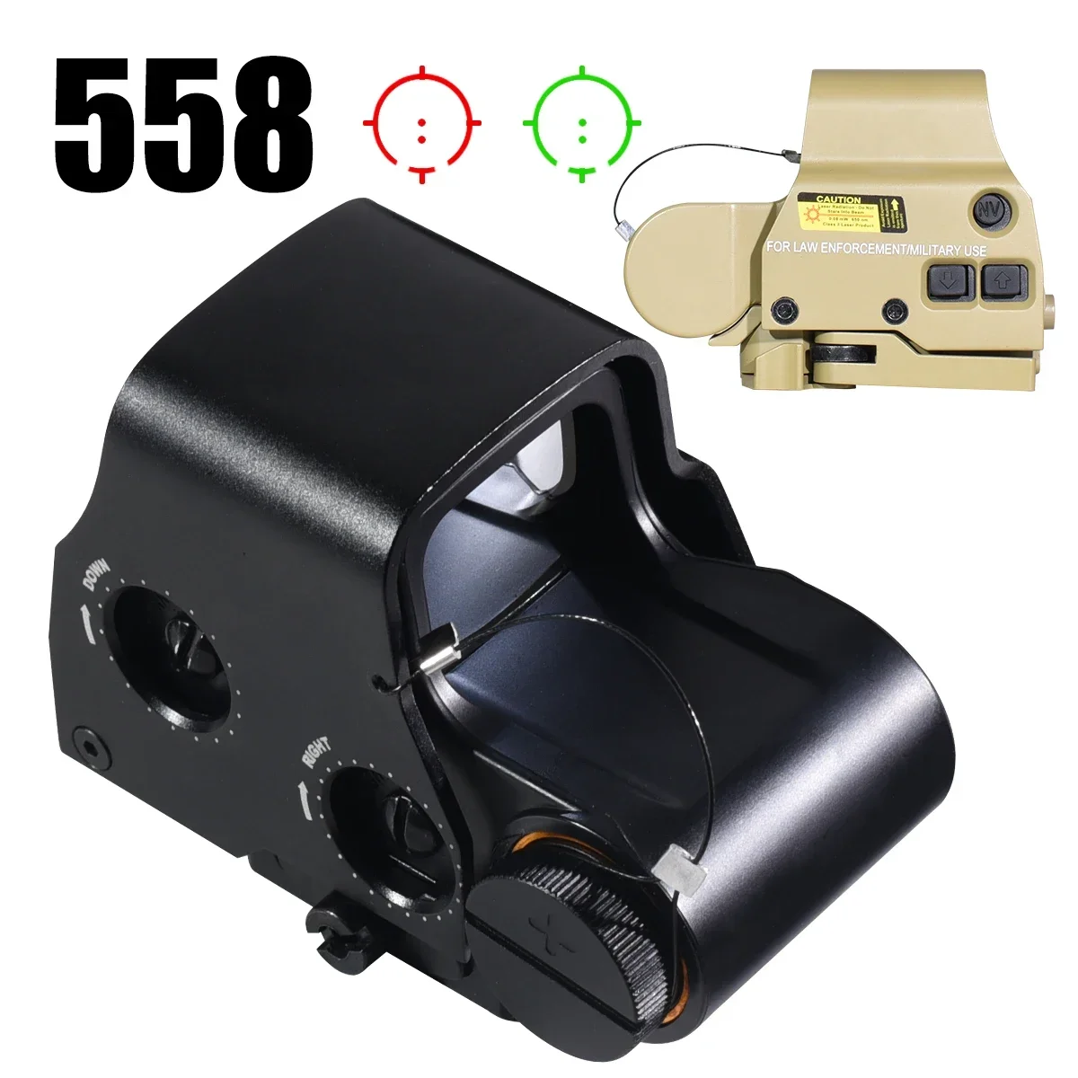 551 552 553 556 558 Red Green Dot Holographic Sight Reflex Sight for Airsoft / Hunting Rifle Scopes 20mm Quick Release Mount