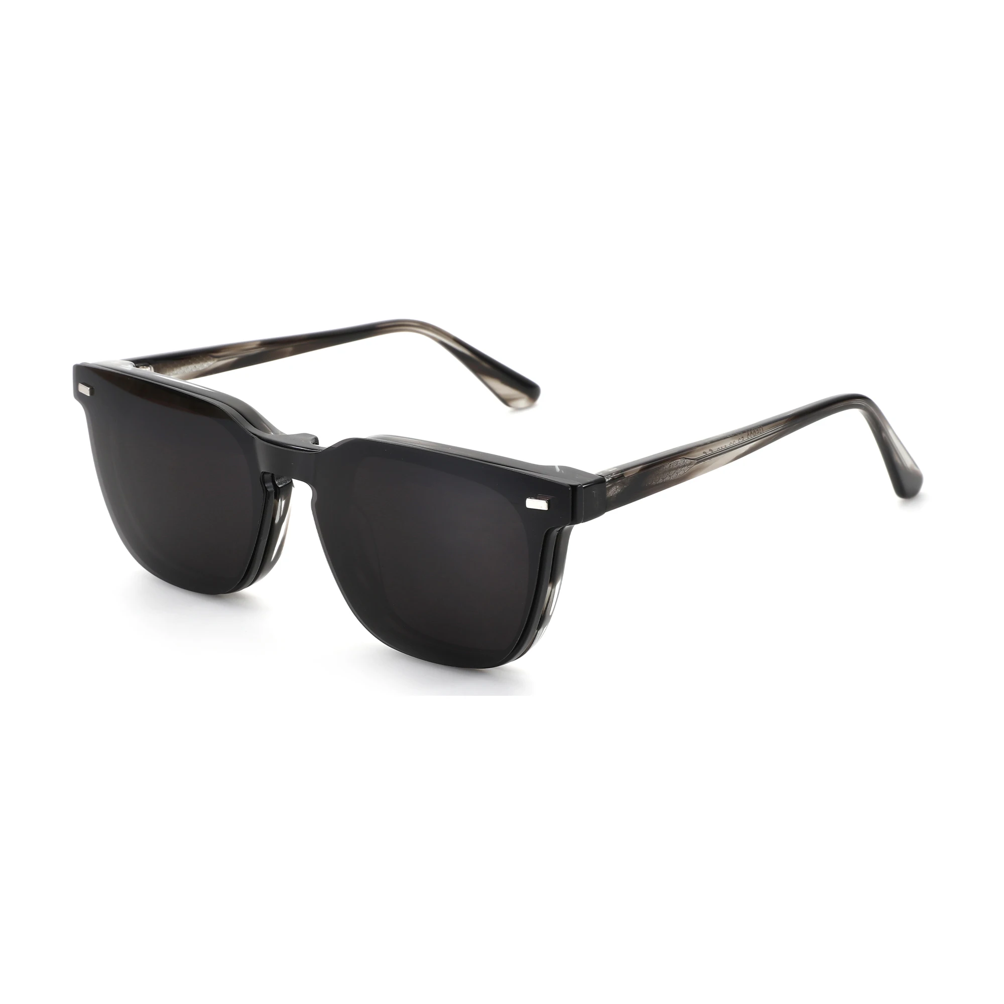 ZENOTTIC (L-Größe) Magnetische polarisierte Clip-On-Korrekturbrille für Vintage-Acetat-Herren-Sonnenbrillen, quadratische Sonnenbrillen für Herren – Detail 6