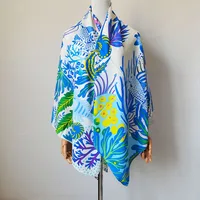 New Arrived Oversized Scarf “Underwater World”Women Silk Shawl 51in Large Wrap Stoles Lady Bandanas Hijab Femme Present 2