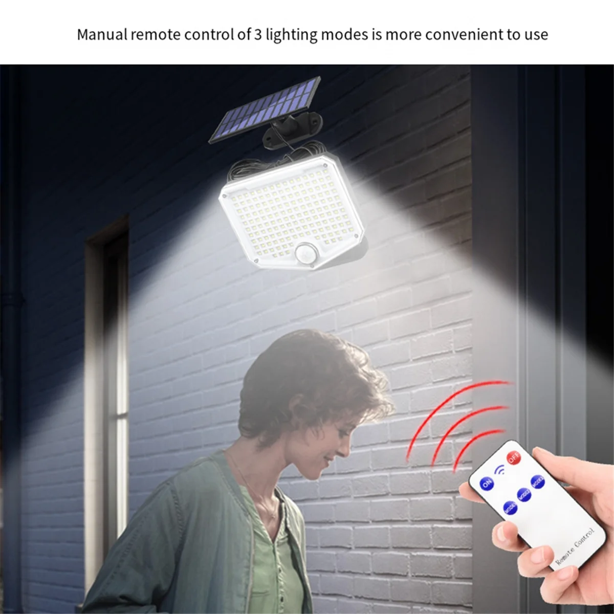 BAAU Solar Light Outdoor Super Bright Motion Sensor Solar Strong Power LED Garden Wall Lamp IP44 3 Working Mode 210 LED