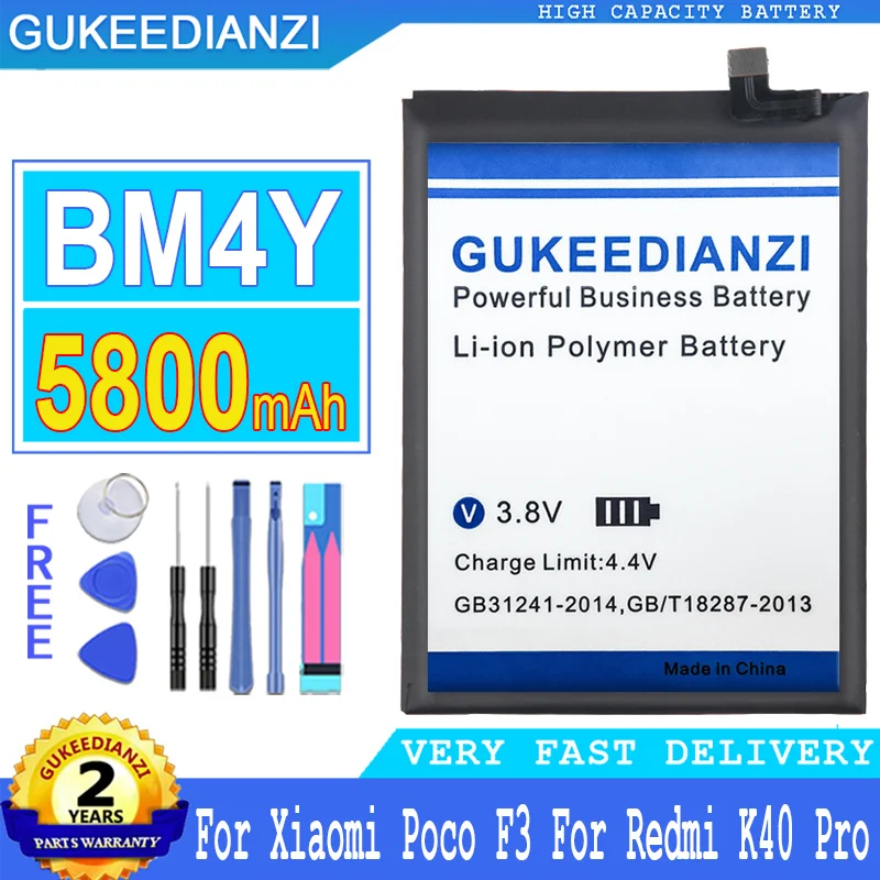 

5800mAh High Capacity Mobile Phone Battery BM4Y For Xiaomi Poco F3 For Redmi K40 Pro K40Pro Smartphon Batteries