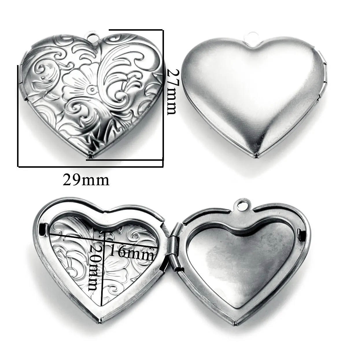 Stainless Steel Love Box Pendant Retro Relief Pattern Pendant DIY Creative Necklace Jewelry Accessory 11