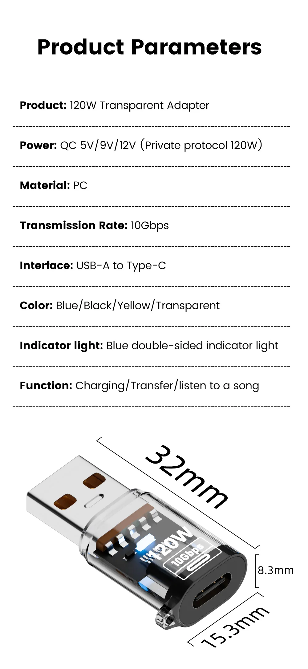 120W Type C To USB 3.2 OTG Adapter USB Female To Type C Male Fast Charging Converter For iphone 15 16 Xiaomi Tablet USB C OTG