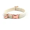 Personalized Cat Collar with Bell, Customized Nameplate, ID Metal Buckle, Adjustable Cream White Velvet Cat Collars with Bell 2