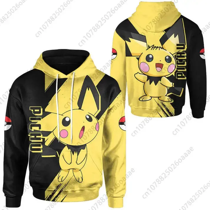 

2024 New Pokemon Pichu Pikachu 3d Print Hoodie Men Women Casual Sweatshirt Zipper Hoodie Fashion Streetwear Kids Pullover Hoodie