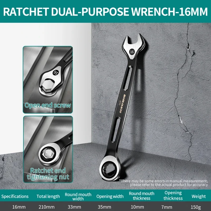 Metric Dual-Purpose Combination Wrench – Anti-Slip, Labor-Saving Design