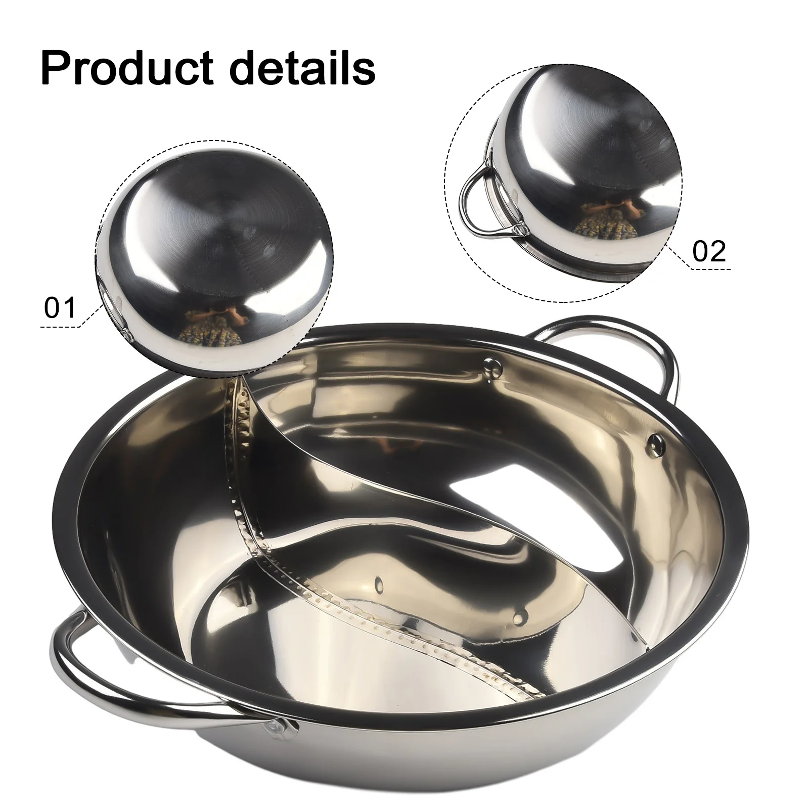 Stainless Steel Cooking Pot Stainless Steel Stock Pot Stainless Steel Oil Pot Stainless Steel Soup Pot Hot Pot Twin Divided Cooker Compatible Gas Stove