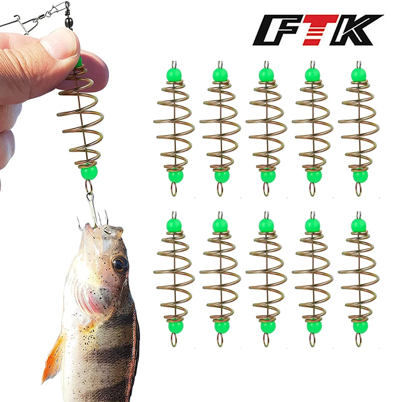 FTK 10Pcs Luminous Carp Fishing Feeder Bait Cage Catfish Bait