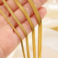 Gold Color Stainless Steel Necklaces For Unisex Waterproof Filmy Snake Chain Herringbone Choker Men Necklace Women Jewelry Gift 4