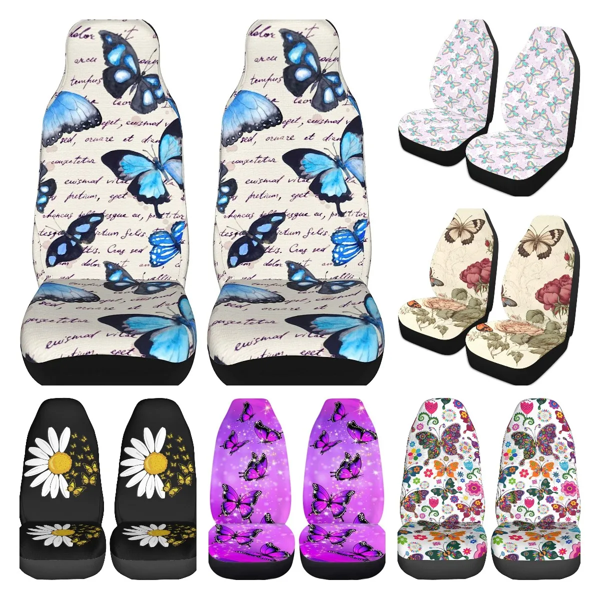 

Retro Butterflies Car Seat Covers 2 Pcs,Universal Fit for Vehicles Sedan for Men Women Car Seat Cover Seat Cushion Four Seasons