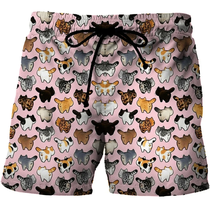 3D 고양이 인쇄 반바지 남자 여자 아이 패션 Y2k 레저 특대 짧은 바지 여름 멋진 망 수영 짧은 스포츠 비치 반바지
