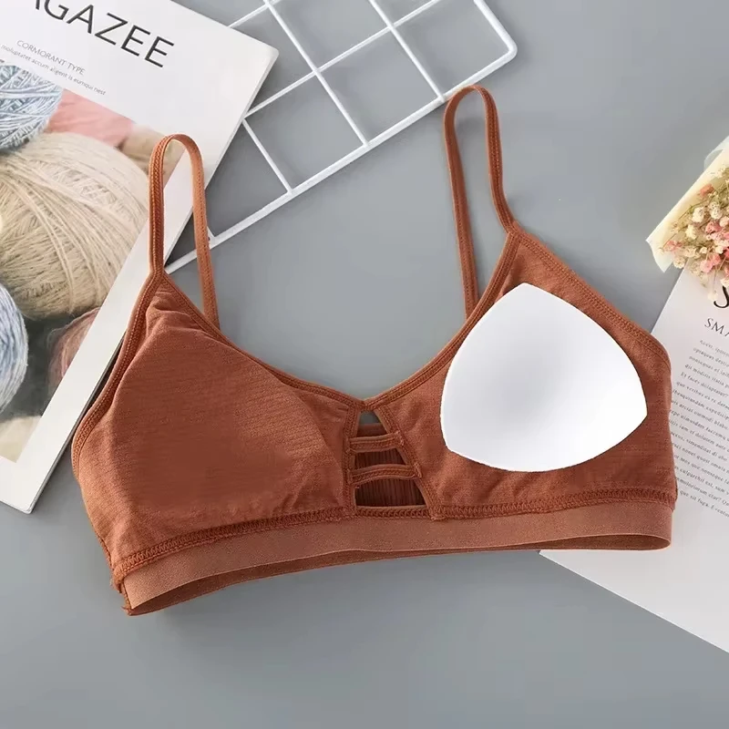 1PC Women's Sexy Cotton Sports Bra Tube Top Hollow Seamless Wireless Push-Up Bralette for Active Lingerie 6