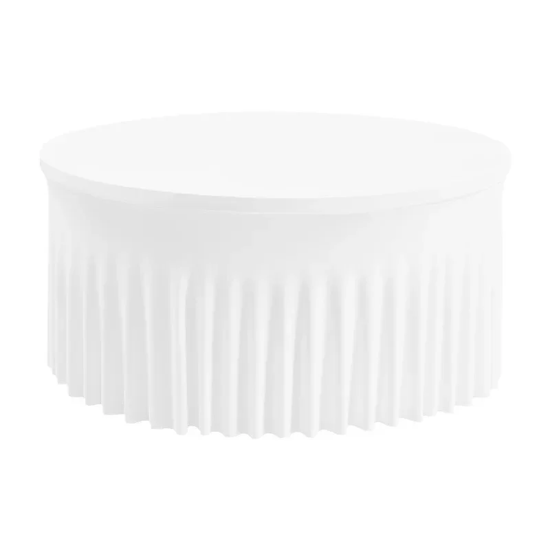 White Polyester Elastic Tablecloth Cover Wedding Banquet Round Spandex Table Skirt Conference Office Tablecloth Party Decoration