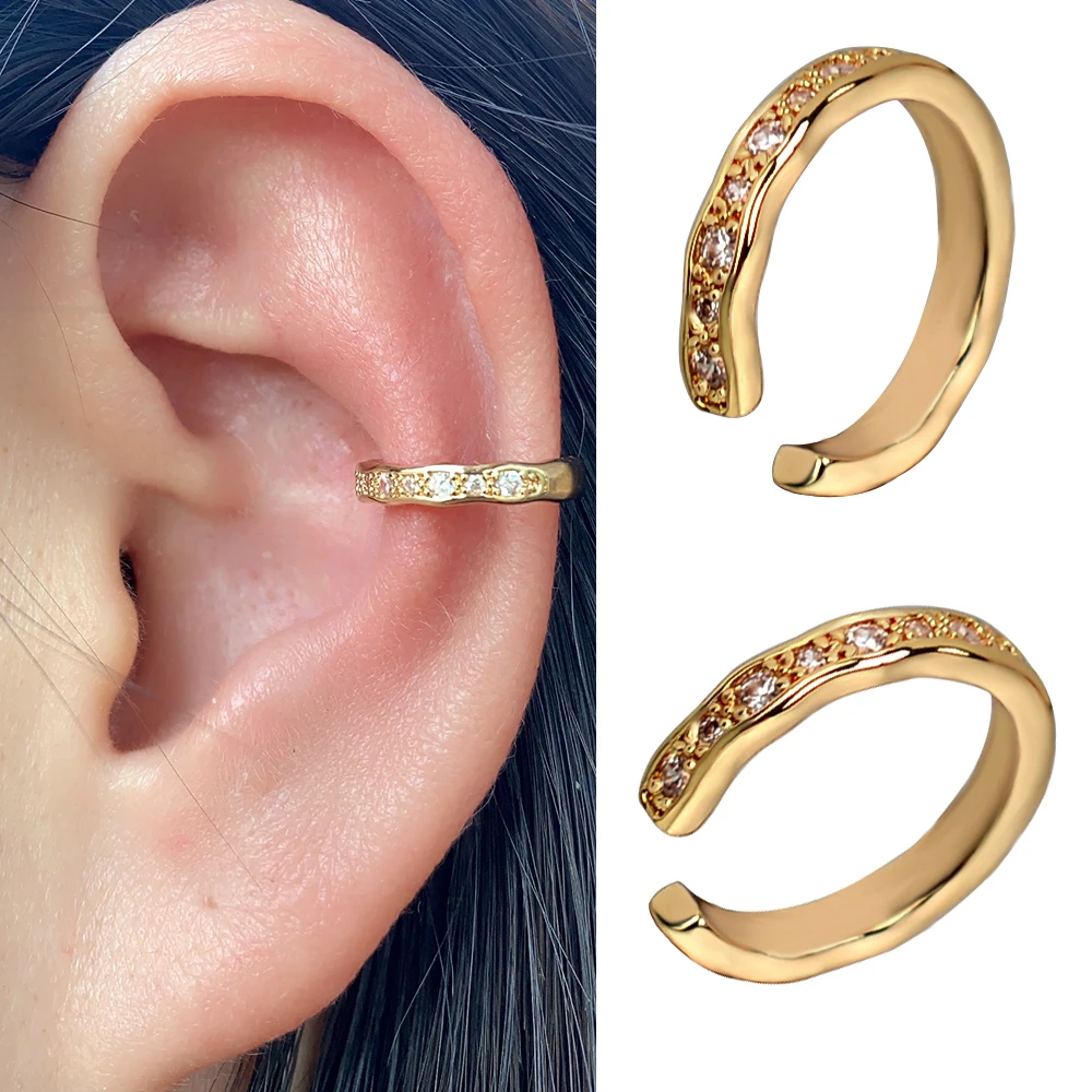 2PCS einfache Earcuff Clip auf Ohrringe für Mädchen CZ Ohr Manschette nicht durchbohrt Ohrring kein Loch für Frauen Knorpel Ohrringe Stapel – Detail 15
