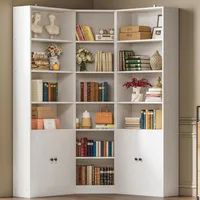 Corner Bookshelf and Bookcase with 2 Storage Cabinets and 7 Tier Adjustable Shelves, 71" Height Storage Shelves Corner Combinat 1
