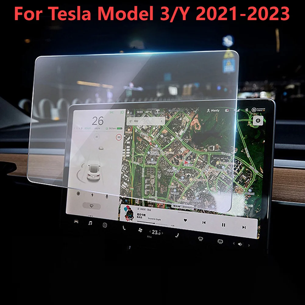 

Защитная пленка для сенсорного экрана Tesla Model 3 Y 2021-2023 с сенсорным экраном с центральным управлением, автомобильная навигация, защитная пленка из закаленного стекла