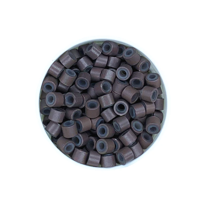 500개 4mm 실리콘 라이닝 마이크로 헤어 비즈 알루미늄 헤어 익스텐션 비즈 헤어 스타일링 액세서리 도구