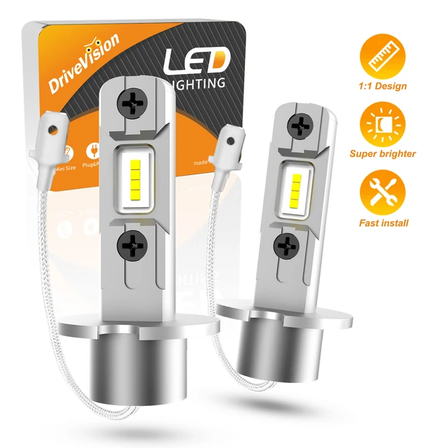 TOYUKI-Luz Led antiniebla H3 de 2 piezas, lámpara de conducción para coche,  faro DRL, 6000K, blanco, 12V, 1:1 - AliExpress