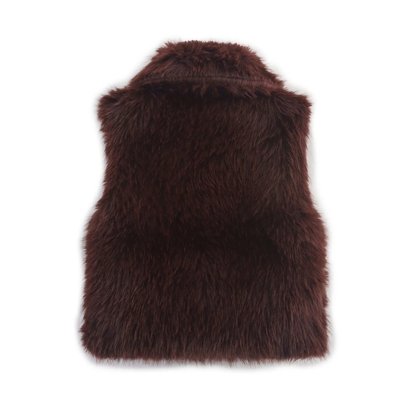 2025 Autumn Solid Women's Thick Warm Faux Fur Waistcoat Sleeveless Lapel Collar Front Hook Female Outerwear Fashion Chic Vest To