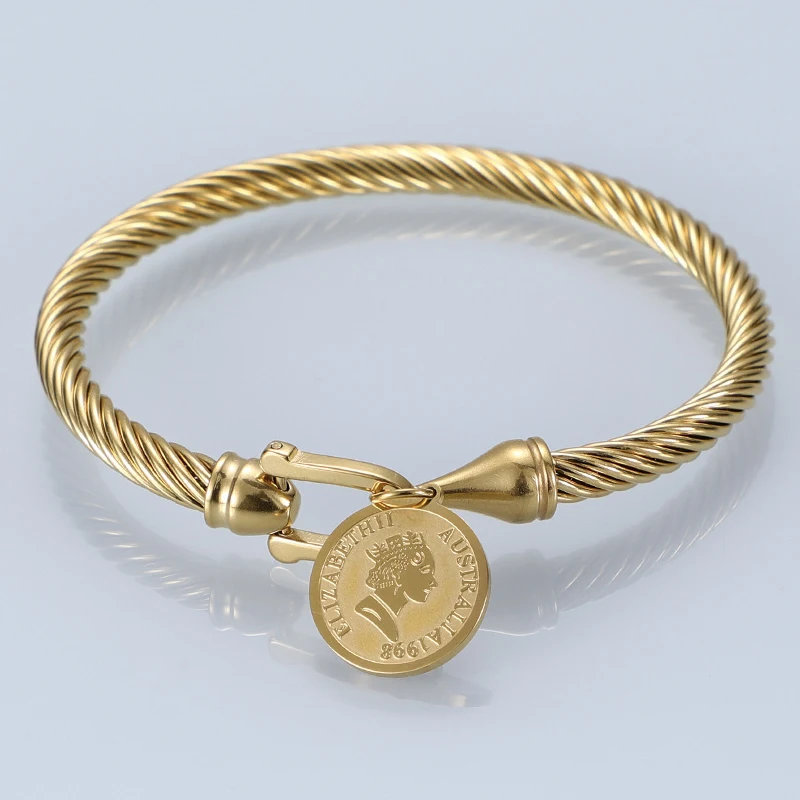 Trendy Charm Cuff Tie Knot Bracelets U Bangles for Women Gold Color 316L Stainless Steel Wire Thin Simple Bangles Jewelry 2