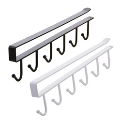Ganchos de hierro para almacenamiento, Perchero de almacenamiento para armario, estantes de Metal, colgador de tazas, baño y cocina, 6 unidades