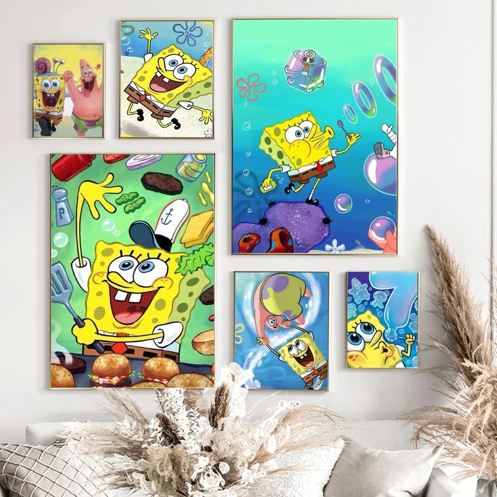 1pc-Kids-Fun-Anime-SpongeBob-SquarePants-Poster-Paper-Print-Home-Bedroom-Entrance-Bar-Cafe-Art ...