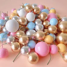 10pcs Ball Cake Toppers Birthday Party Cupcake Topper Christmas Tree Decor Ornament Baby Shower Party Supplies Cake Decoration