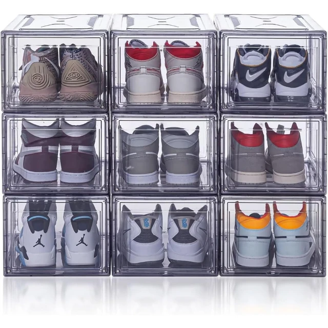 SIMPLGIRL 9 Pack Shoe Boxes, Acrylic Plastic Shoe Boxes Stackable