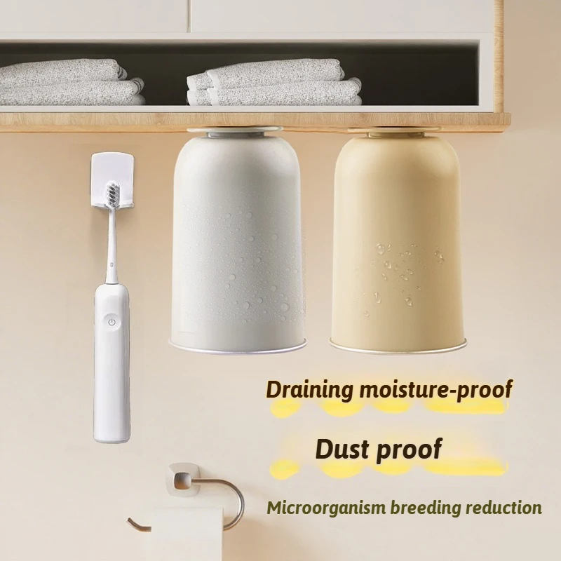 Copo de escova de dentes magnético em aço design minimalista_voghion.com