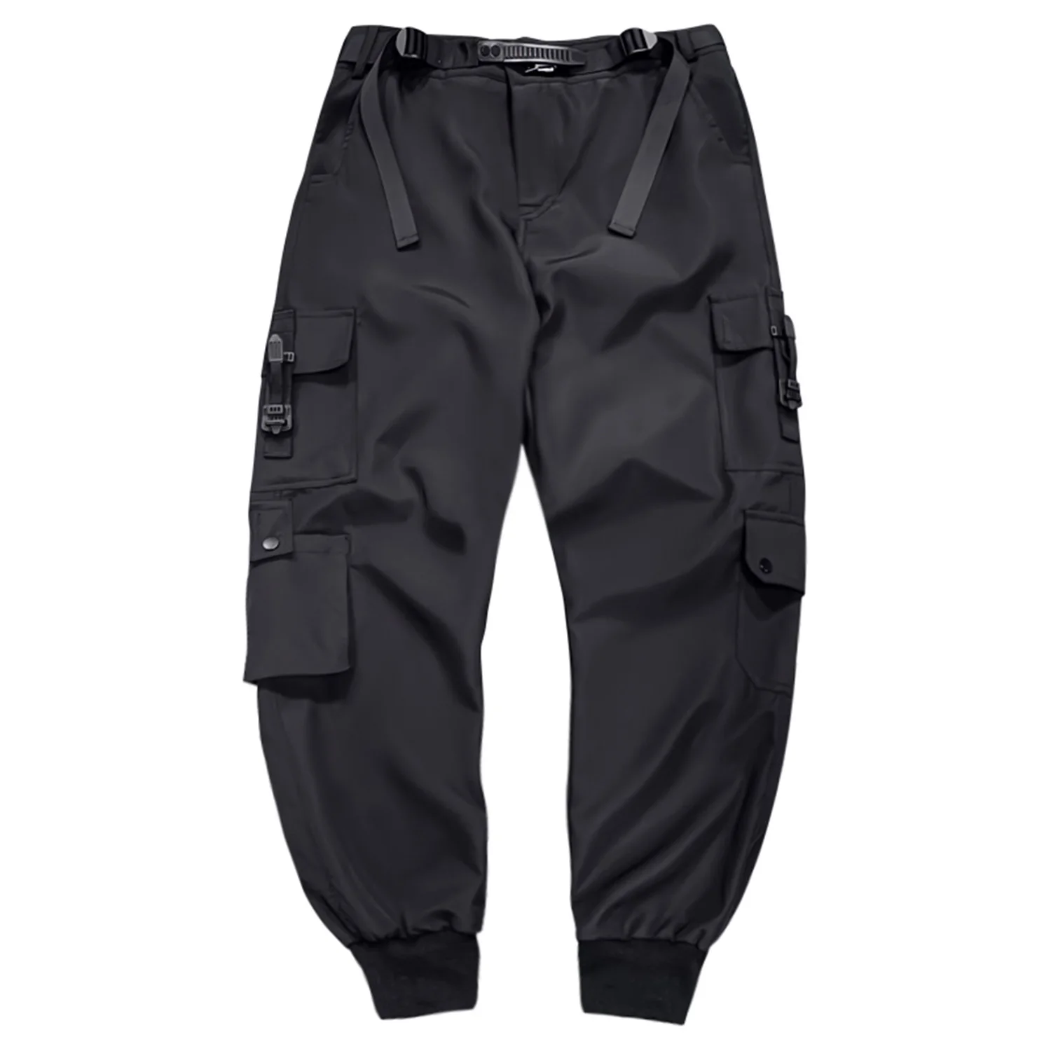 

Men Fashion Large Pocket With Elastic Waist Streetwear Casual Joggering Pants Trousers Bukcle Urban New Asian Size S M L XL XXL