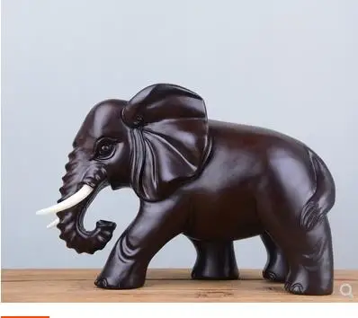 

black sandalwood hand-carved solid Carved wooden elephant living room porch wood decoration statue factory direct selling