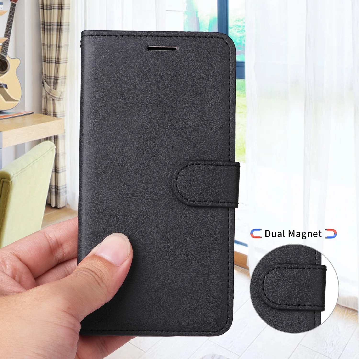 Luxury Leather Flip Phone Case with Magnetic Closure and Shockproof Wallet Feature