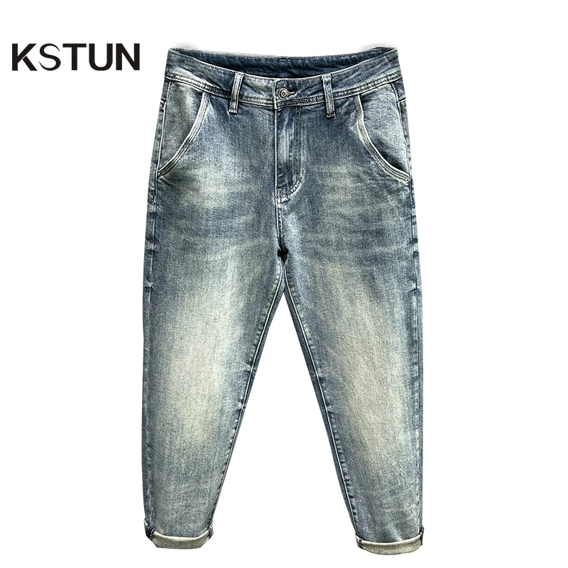 

Baggy Jeans Men Harem Pants Wide Leg Light Blue Stretch Style Streetwear Washed Denim Trousers For Man Hip Hop Male Clothes Kpop