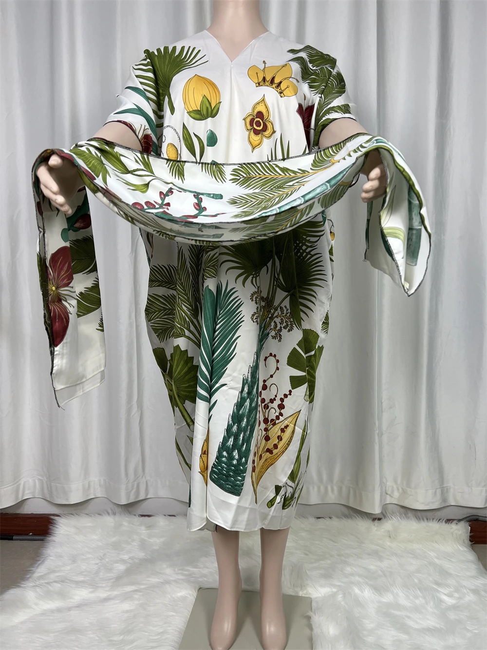 

Europe Dress Beach Cover Up Swimwear Print Autumn Party Elegant Dress Robe holiday Sexy Lady Party maxi beach kaftan