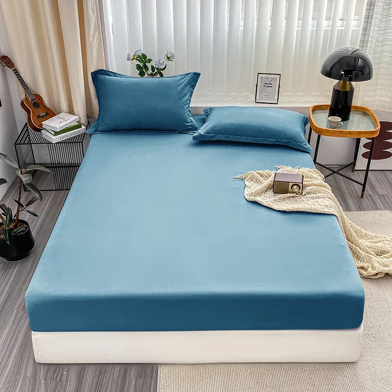 Double Bed Sheets Couple Elastic Fitted Sheet  Microfiber  Ultra-Soft Hotel Luxury Mattresses cover Queen single king Size 5