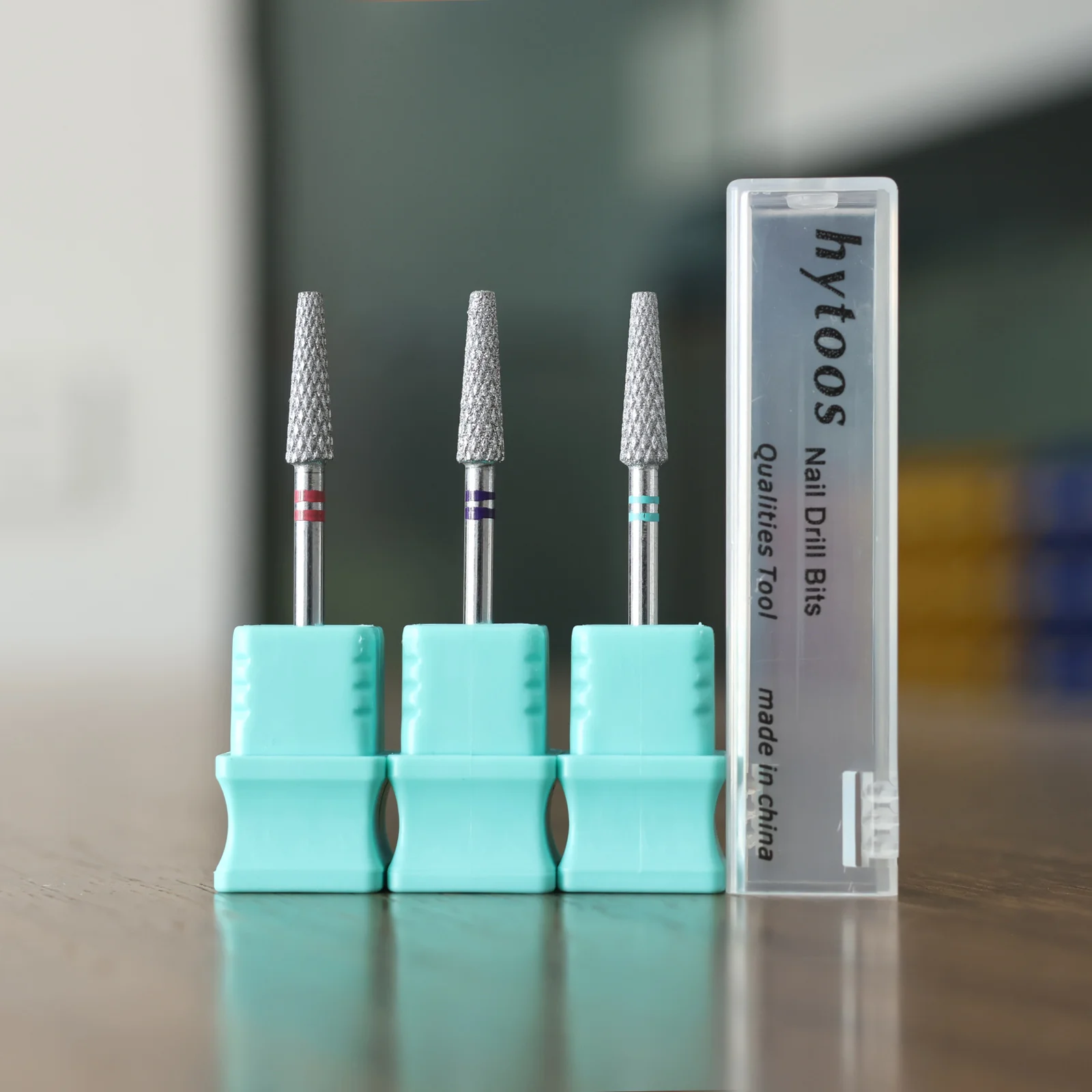 HYTOOS 4*13mm 롱 테이퍼 다이아몬드 컷 프로 네일 드릴 비트 크롬 러시안 큐티클 비트 전동 네일 드릴 각질 제거 도구