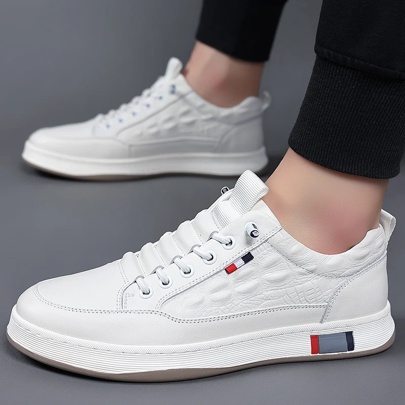 Herren Leder Sneaker, Vulkanisierte Freizeitschuhe Zum Laufen_voghion.com