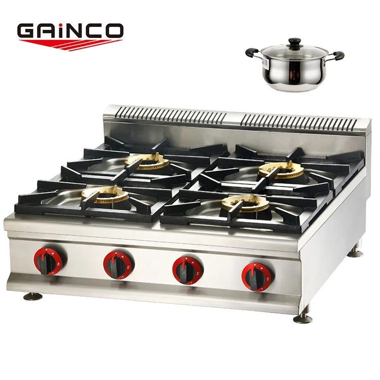 

Restaurant Commercial 5kw Countertop 4burner Natural Gas Stove, Tabletop Lpg Cooktop
