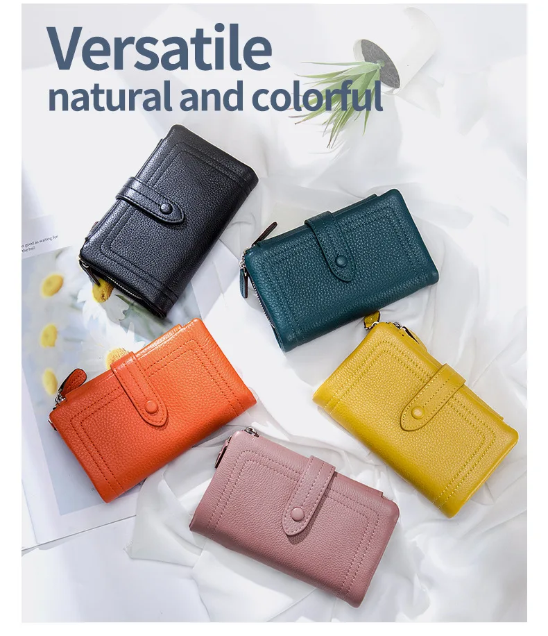 Kurze Karten halter Damen Brieftasche Echt leder Geldbörse weiche echte Rindsleder Brieftasche Frau – Detail 15