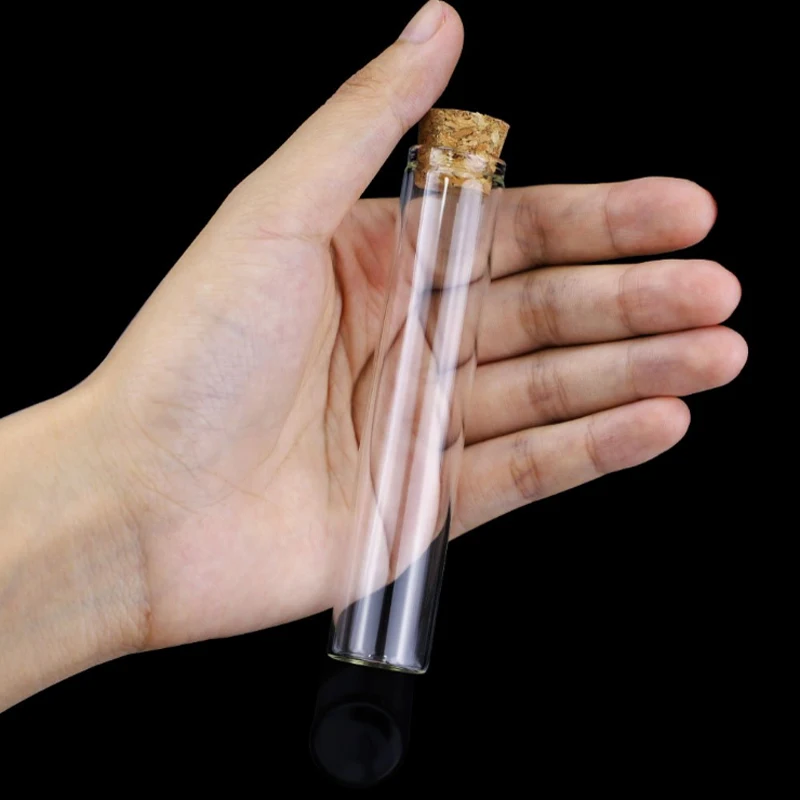 5pcs 12x100mm/15x100mm/18x100mm/20x100mm/25x100mm/40x100mm Flat Bottom Glass Test Tube With Cork Stoppers For Kinds Of TESTS 5