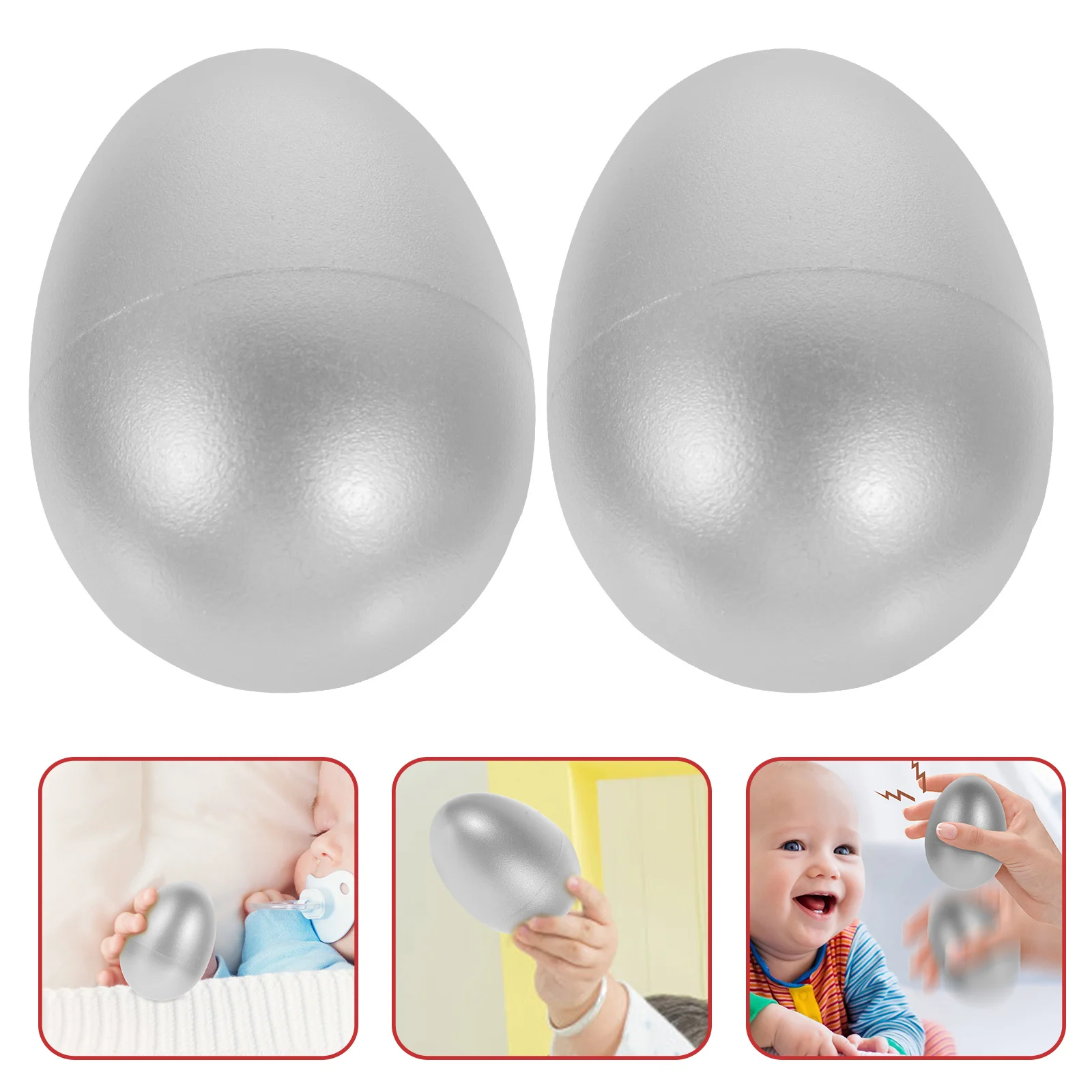 2Pcs Durable Musical Sand Bells Instruments Hitting Eggs Early Educational Toys Simulation Balls Toddler Rattle