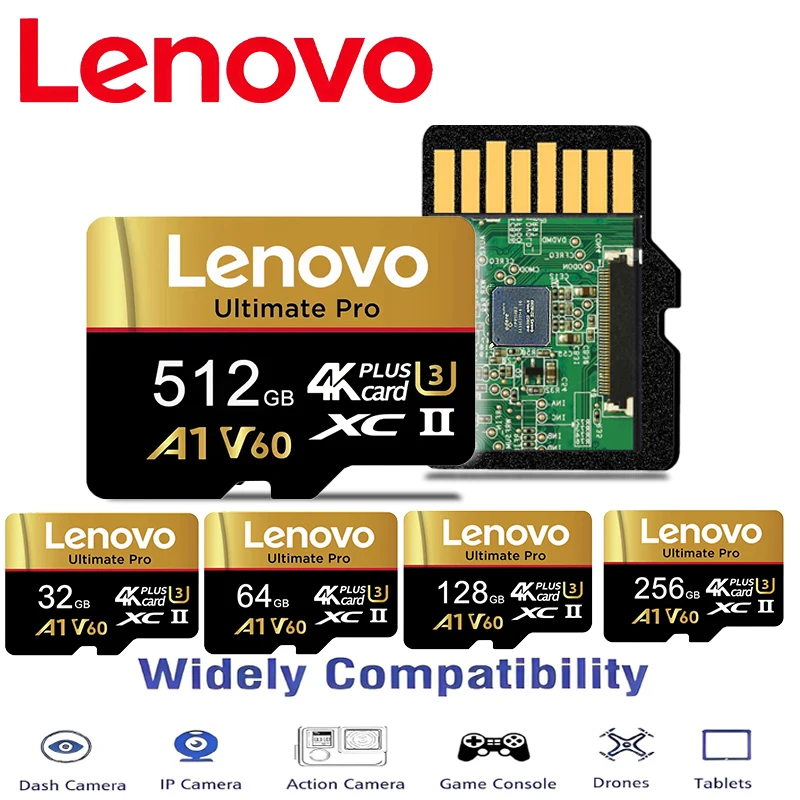 레노버 세이큐어 512GB 메모리 카드 마이크로 TF SD 카드 SD 카드 256..