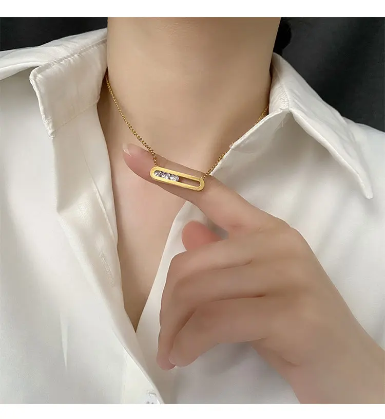 Modern Crystal Bar Pendant Necklace undefined